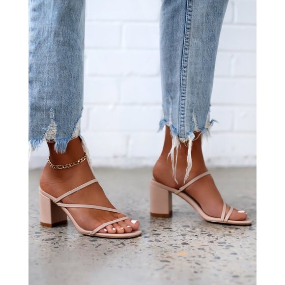 Princess Polly Shoes - Princess Polly Billini Yasmin Nude Mini Heels Sz 9